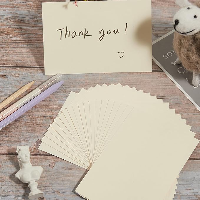 50 Sheets Blank Cardstock Paper 250 GSM Thick Heavy Cards Stock for DIY Art Projects, Card Making, Postcards, Greeting Cards, Birthday Party, Wedding Invitations (Cream, 4x6 inches)