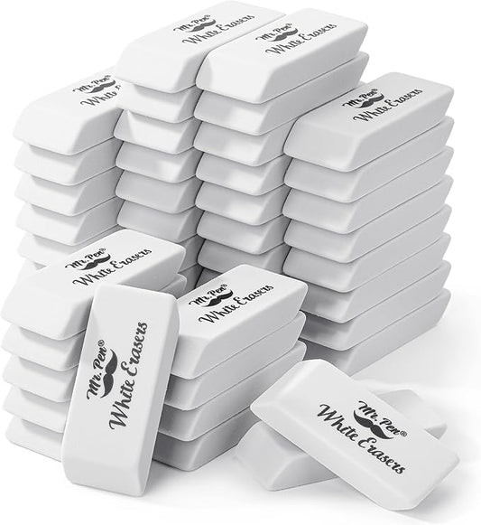Mr. Pen- White Pencil Eraser, 36 Pack, Block Erasers for Pencils, Mr Pen Erasers for School, Large Eraser
