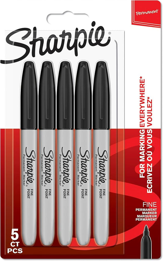 Sharpie Permanent Markers | Fine Point for Bold Details | Black Ink | 5 Marker Pens
