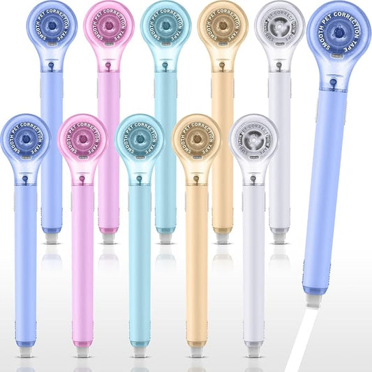 Gersoniel 10 Pack Correction Tape Pen Correctional Ink Tape Push Pull Protective, Easy to Use Applicator for School Office Supplies, 0.2 x 236 Inch(Macaron Color)