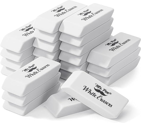 Mr. Pen- White Pencil Eraser, 24 Pack, Block Erasers for Pencils, Mr Pen Erasers for School, Large Eraser
