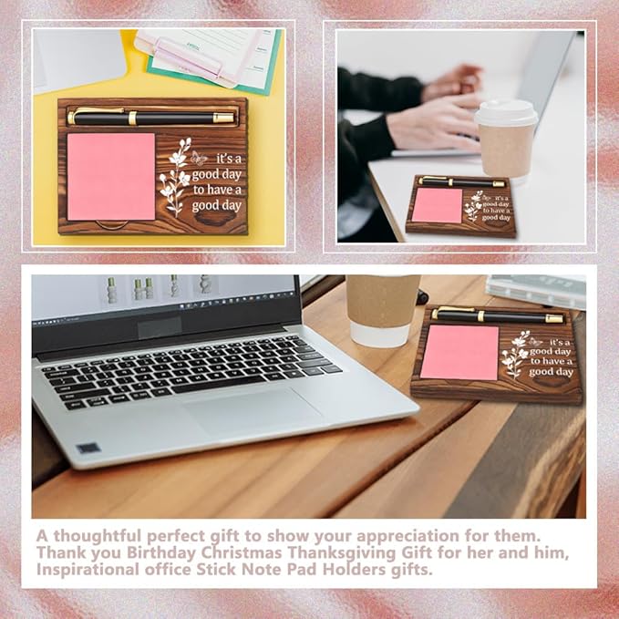 It's a Good Day Sticky Note Holder, Thank You Appreciation Gifts for Coworker Nurse Social Worker HR Psychologist Boss, Motivational Quote for Desk Self-Stick Note Pad Holders YB361