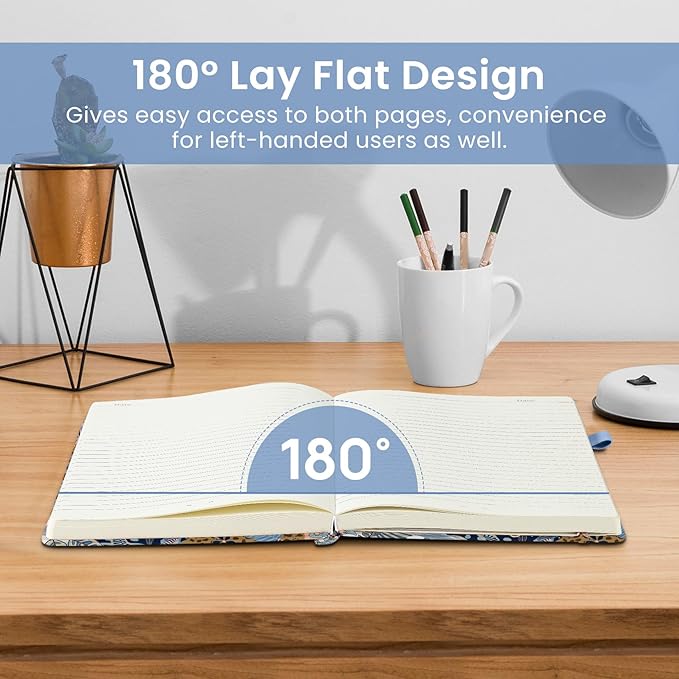 Lined Journal Notebook for Women & Men, Hardcover Leather Journal for writing, A5 College Ruled Notebook for Work & Note Taking, Perfect for Office School Home Supplies, 160 Pages, Lineage Floral