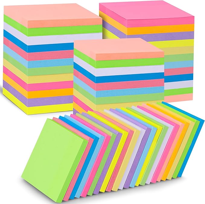 36 PCS Sticky Notes Bulk 3x3 Inch Colorful Sticky Notes 75 Sheets/Pad 12 Colors, Adhesive Sticking Self-Stick Multicolor Memo Note Pads for Teacher Student School Office Meeting Blank Desk Pads