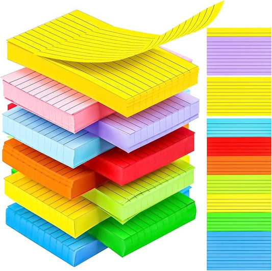 MotBach 600 Pieces Index Cards Flash Cards,3" x 5", 10 Color Assorted Color Memo Note Cards Studying Record To Do List for Home School Office Supplies (Lined Card)