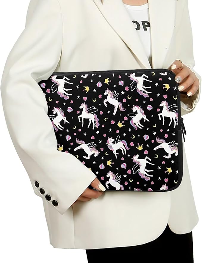 Horse Printed Computer Bags for Laptops Girls, Heart Pattern Computer Carrying Cover Portable Laptop Case Bag, 10 Inch Shockproof Laptop Bag Neoprene Computer Briefcase
