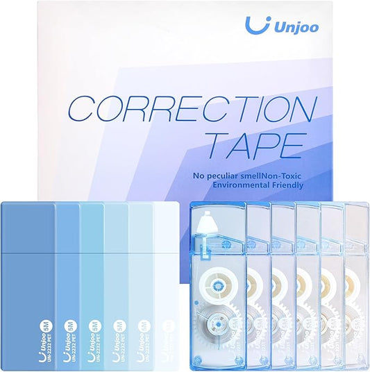 Correction Tape, Easy To Use Cute Applicator for Instant Corrections, For school, Office Workers (Gradient Blue, 5M/196" x 0.2",12pack)