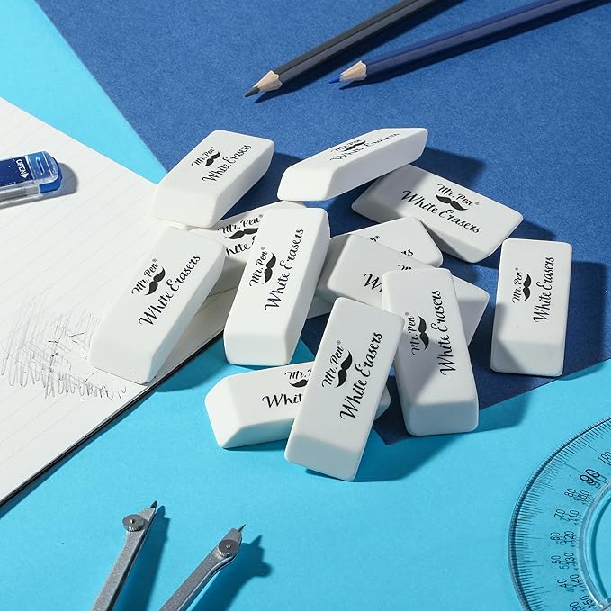 Mr. Pen- White Pencil Eraser, 72 Pack, Block Erasers for Pencils, Large Eraser, White Erasers Bulk