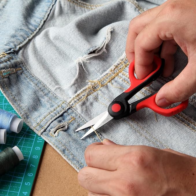 LIVINGO Professional Sewing Scissors Set: 8.5” Heavy Duty Sharp Titanium Coated Forged Stainless Steel Fabric Scissors, 4.5” Small Detail Embroidery Scissors, 5” Thread Snips, Comfort Grip, 3 Pack