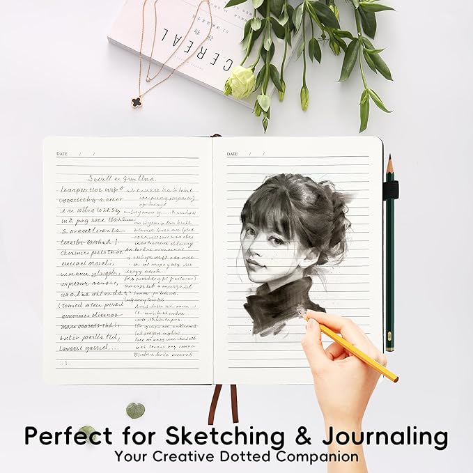 Lined Journal Notebook for Women Men, 192 Pages 100 GSM Thick Paper, Hardcover | Embossed Leather Journals for Writing, A5 College Ruled | Business, Work & School, 5.8"×8.5"(Black)