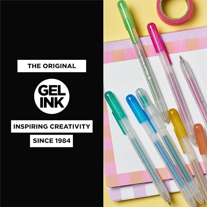 SAKURA Gelly Roll Retractable Gel Pens Colored - Metallic Gel Pens - 08 Medium Point Ink Pen for Journaling, Art, or Drawing - Gel Pens with Assorted Colored Ink - 10 Pens