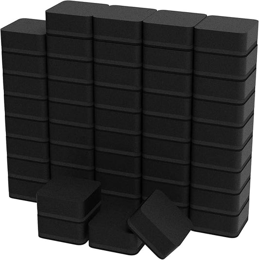 MaxGear Dry Erase Erasers, 48 Pack Magnetic Whiteboard Erasers for Classroom, Mini Whiteboard Cleaning Pads Bulk, Chalkboard Wiper Teacher Supplies for School, Office, Home （Black, 2 x 2 x 0.6 Inch