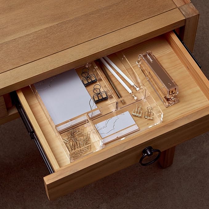 russell+hazel Medium Acrylic Drawer Bloc, 9.5” x 6.5”, Desktop Organization, Clear, 1 Count, 98146